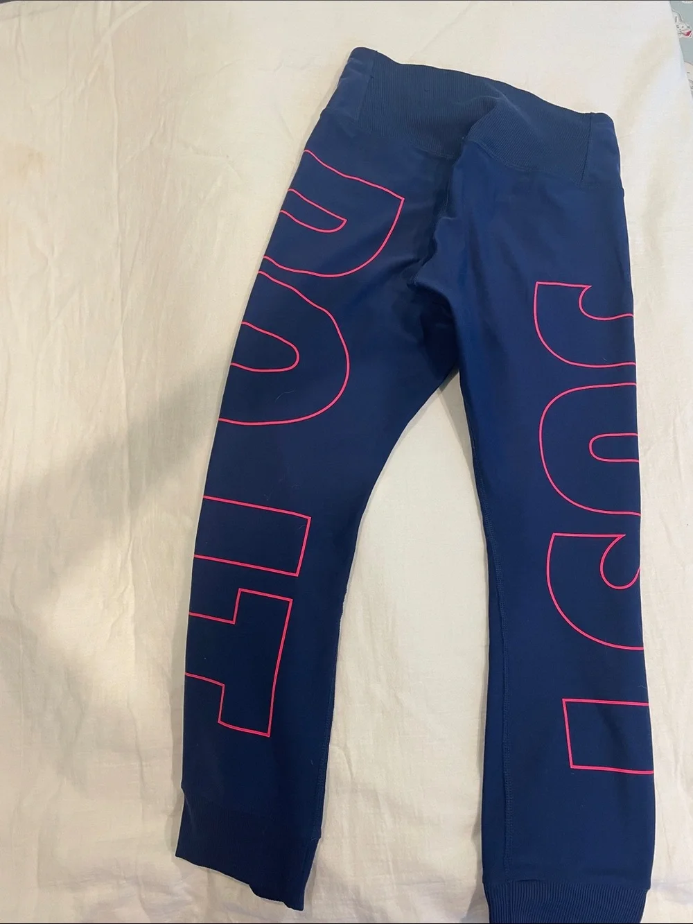 Nike Girls Navy Leggings with Pink Outline Logo